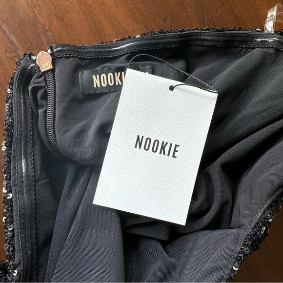 Nookie Black Sophia Mini Dress Sequin Off the Shoulder Size S NWT - Picture 11 of 11